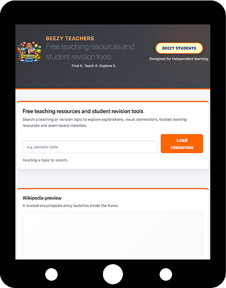 BeezyTeachers tablet portrait
